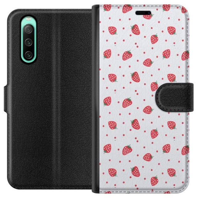 Wallet case for Sony Xperia 10 IV with Strawberries design