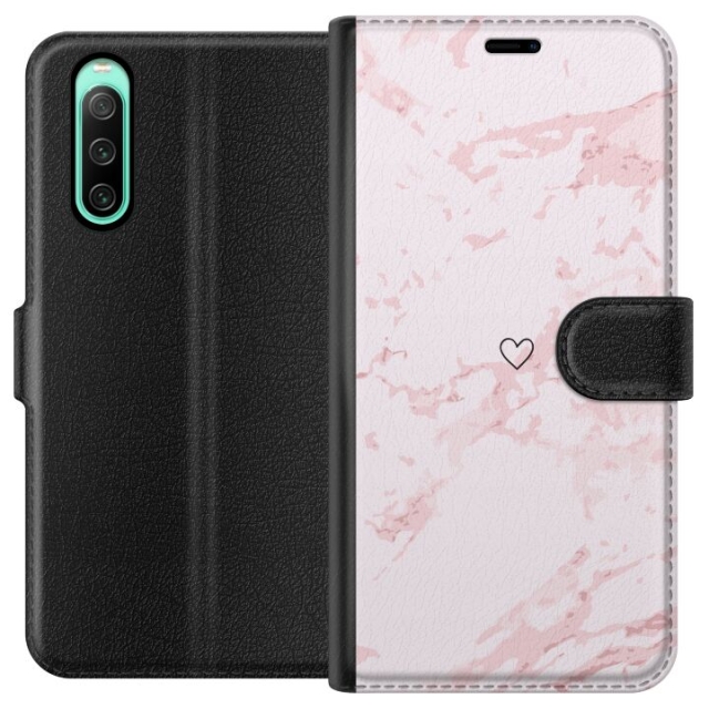 Wallet case for Sony Xperia 10 IV with Pink Heart design