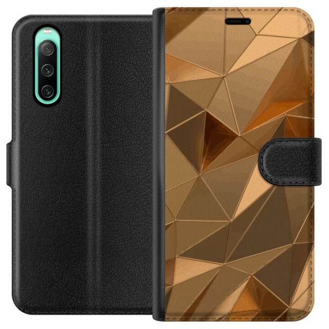 Wallet case for Sony Xperia 10 IV with 3D Gold design