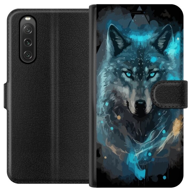 Wallet case for Sony Xperia 10 V with Wolf design