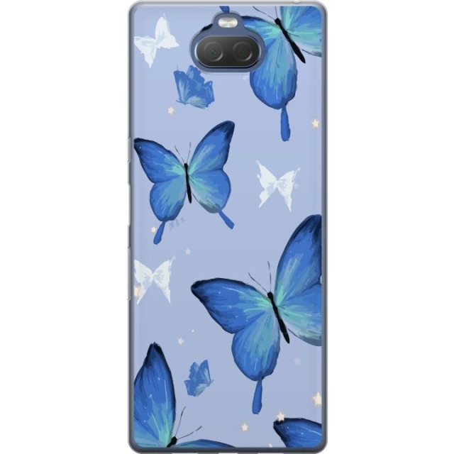Mobile case for Sony Xperia 10 Plus with Blue butterflies design