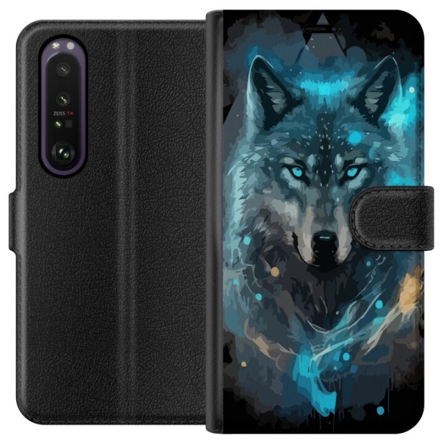 Wallet case for Sony Xperia 1 III with Wolf design