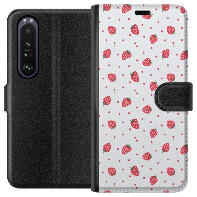 Wallet case for Sony Xperia 1 III with Strawberries design