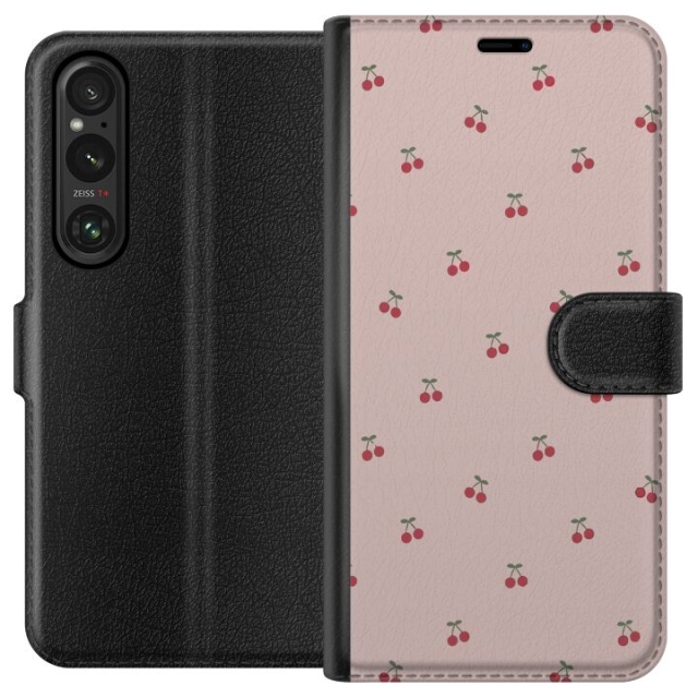 Wallet case for Sony Xperia 1 V with Cherry design