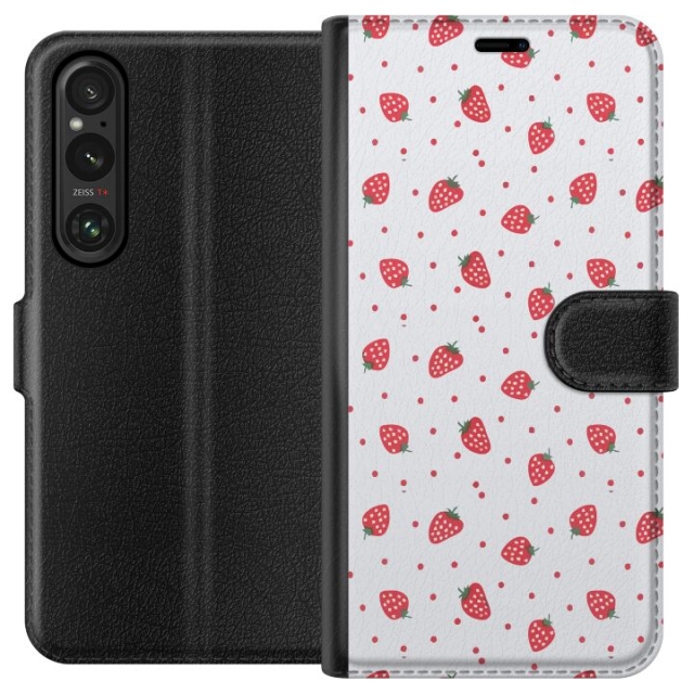 Wallet case for Sony Xperia 1 V with Strawberries design
