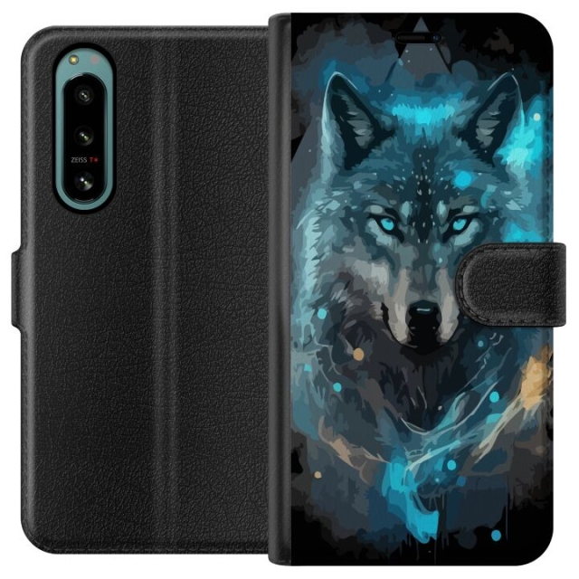 Wallet case for Sony Xperia 5 IV with Wolf design