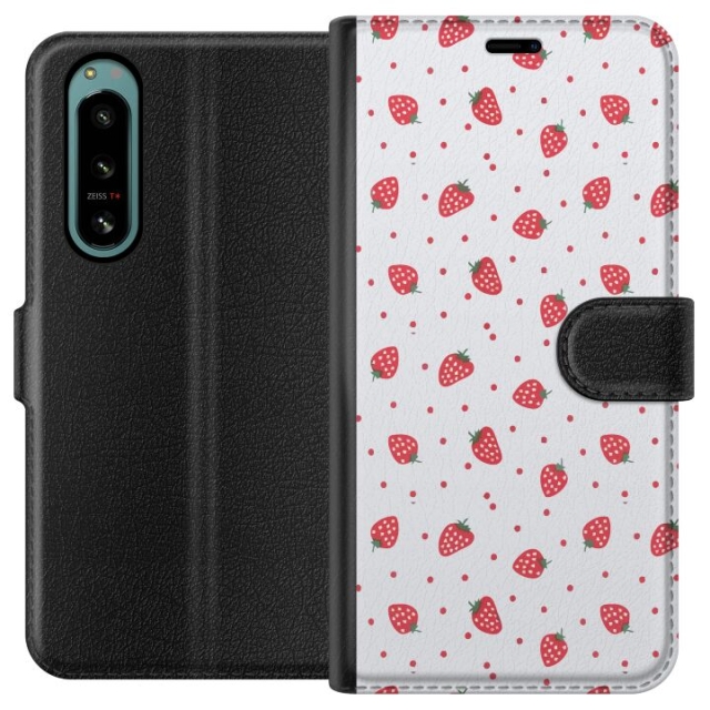 Wallet case for Sony Xperia 5 IV with Strawberries design