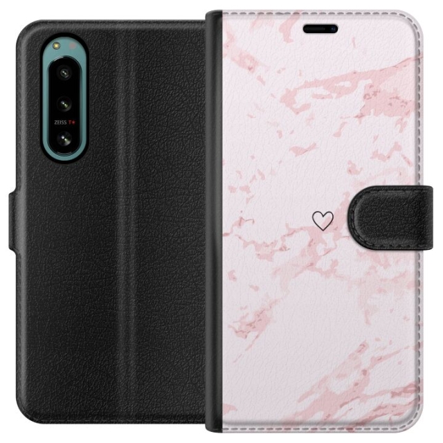 Wallet case for Sony Xperia 5 IV with Pink Heart design