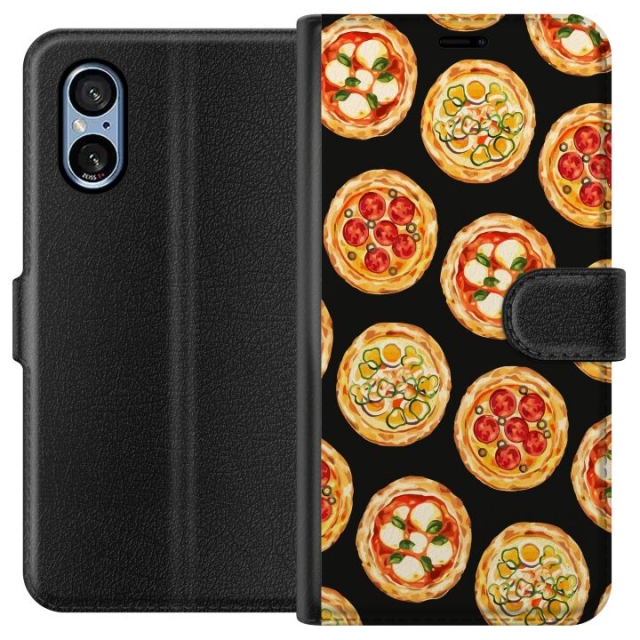Wallet case for Sony Xperia 5 V with Pizza design