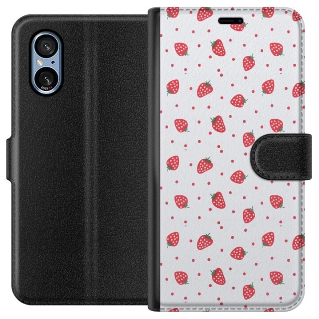 Wallet case for Sony Xperia 5 V with Strawberries design