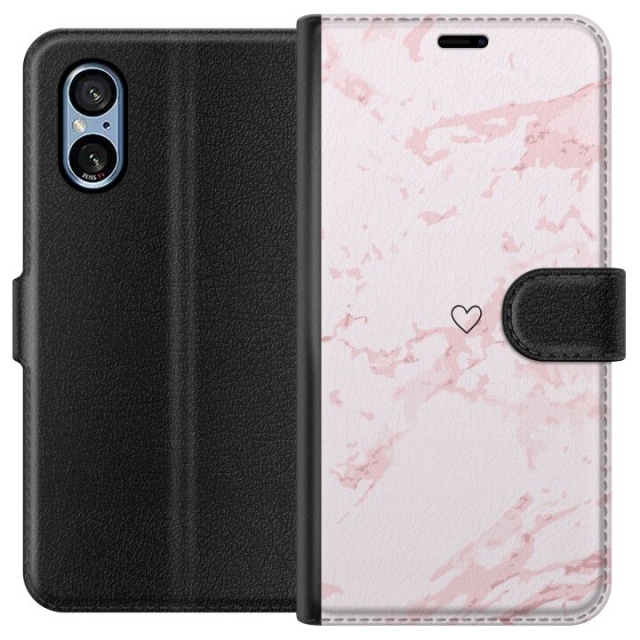 Wallet case for Sony Xperia 5 V with Pink Heart design