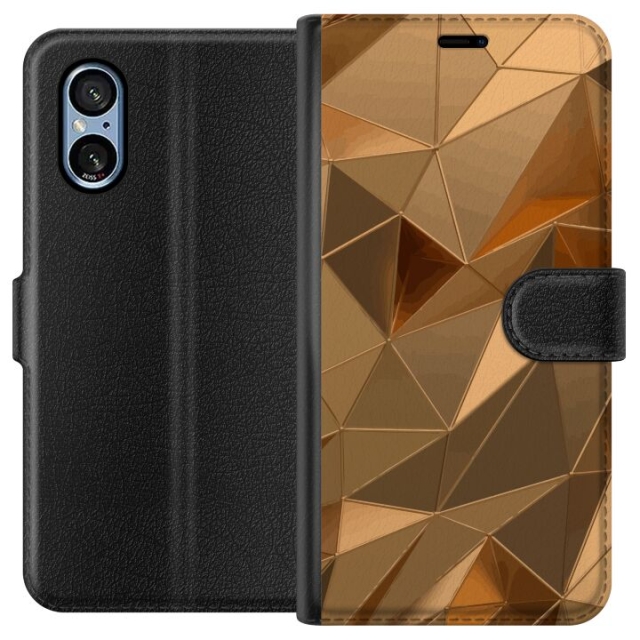 Wallet case for Sony Xperia 5 V with 3D Gold design