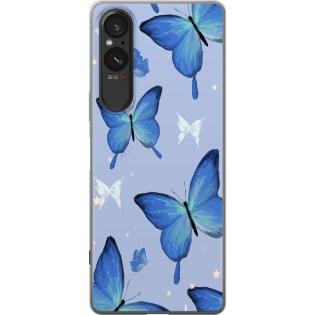 Mobile case for Sony Xperia 5 V with Blue butterflies design