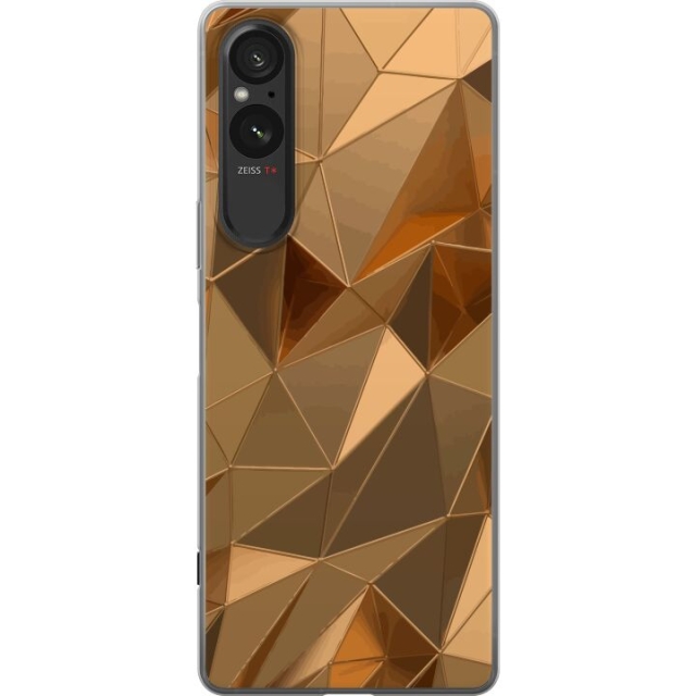 Mobile case for Sony Xperia 5 V with 3D Gold design