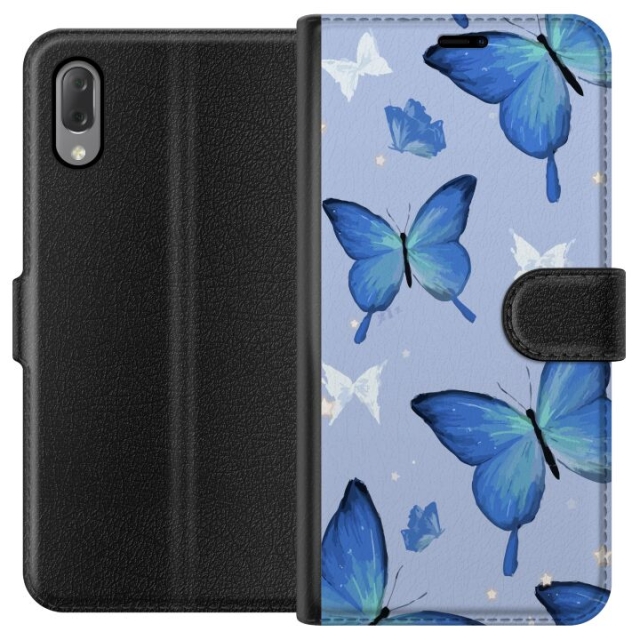 Wallet case for Sony Xperia L3 with Blue butterflies design