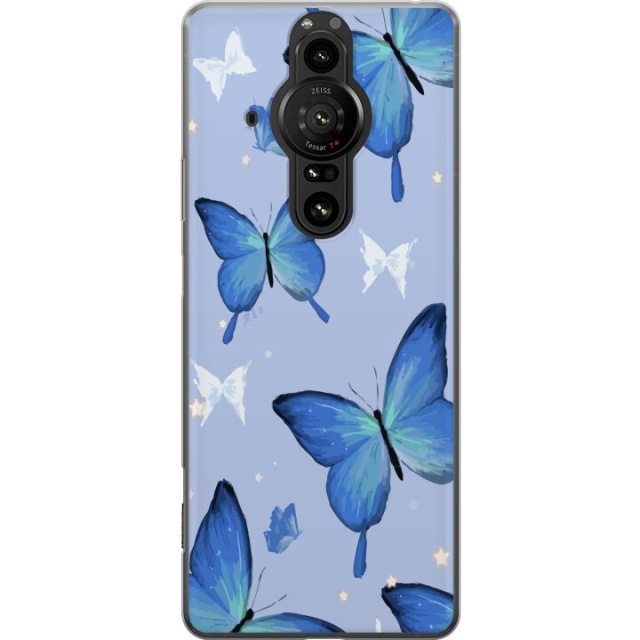Mobile case for Sony Xperia Pro-I with Blue butterflies design