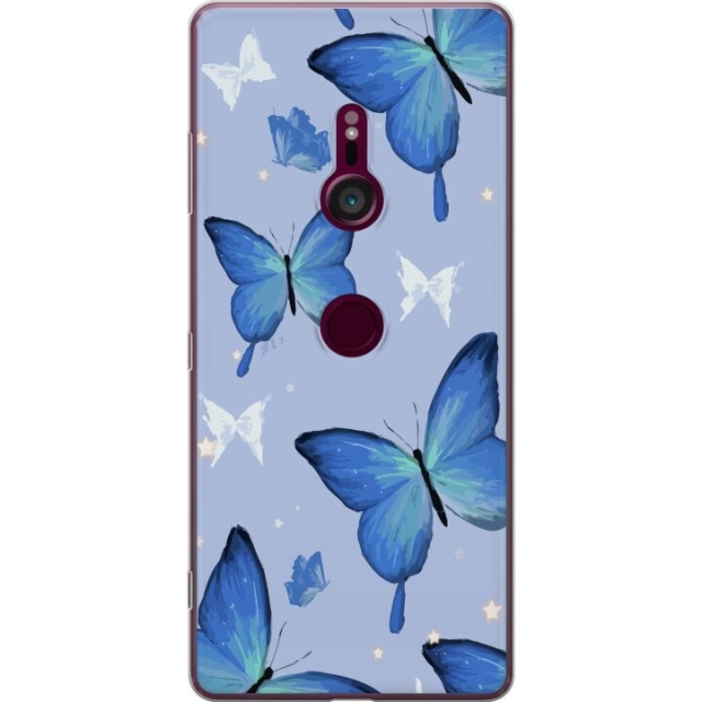 Mobile case for Sony Xperia XZ3 with Blue butterflies design