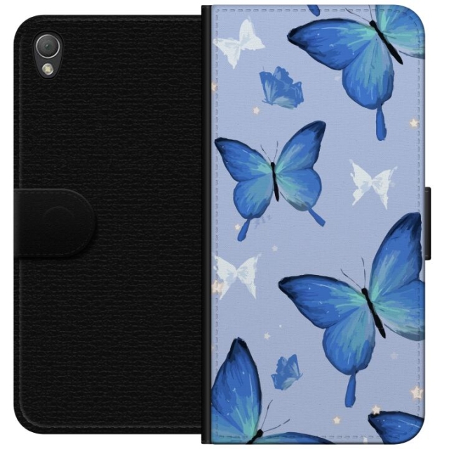 Wallet case for Sony Xperia Z3 with Blue butterflies design
