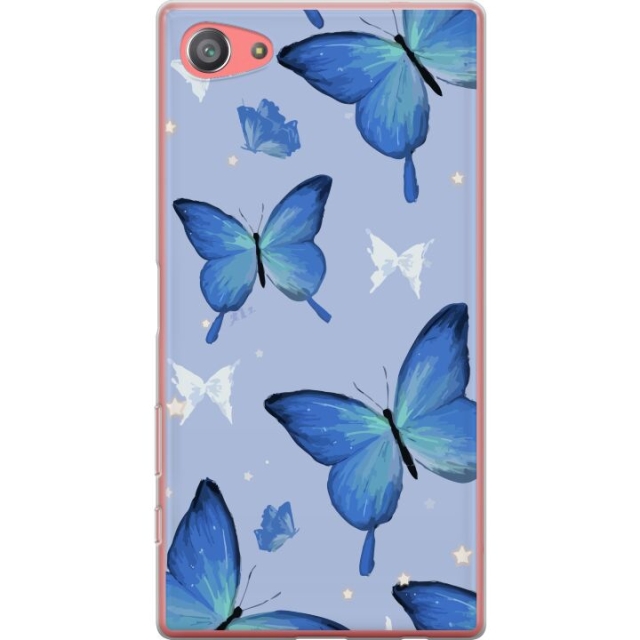Mobile case for Sony Xperia Z5 Compact with Blue butterflies design