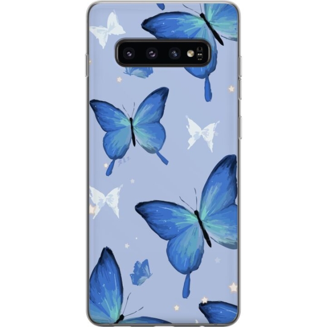 Mobile case for Samsung Galaxy S10 with Blue butterflies design