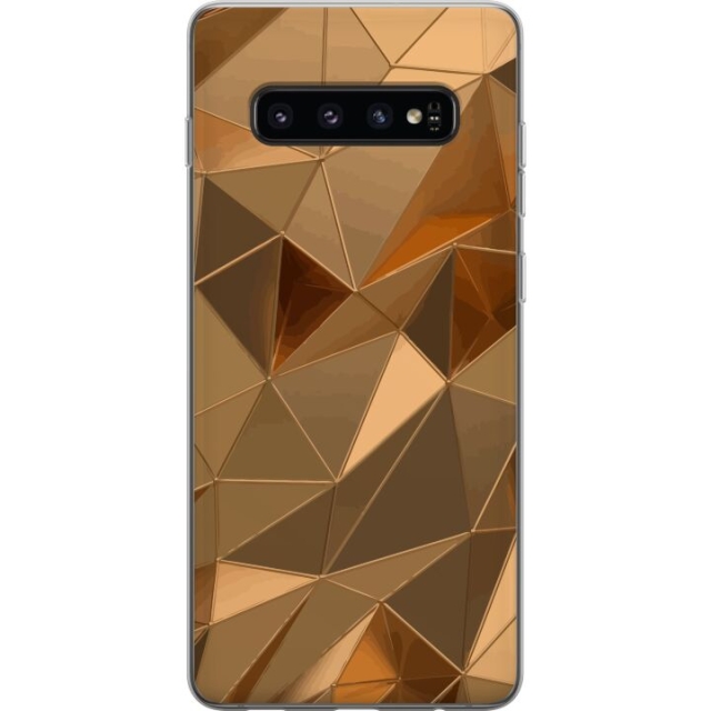 Mobile case for Samsung Galaxy S10 with 3D Gold design