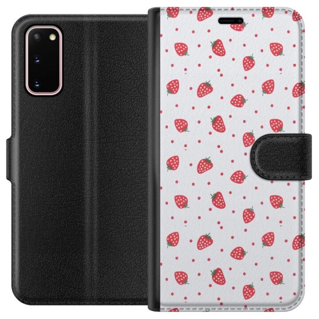 Wallet case for Samsung Galaxy S20 with Strawberries design