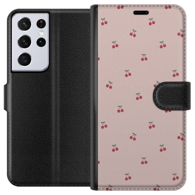 Wallet case for Samsung Galaxy S21 Ultra 5G with Cherry design