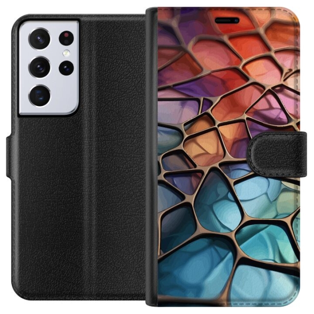 Wallet case for Samsung Galaxy S21 Ultra 5G with Metallic pattern design