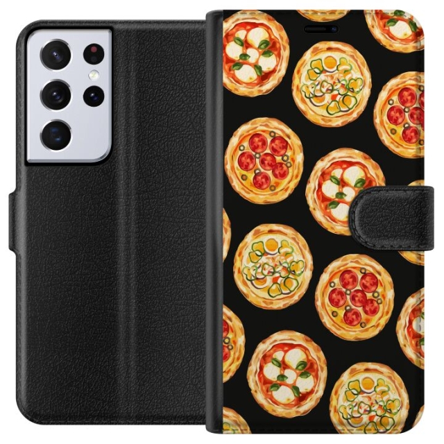 Wallet case for Samsung Galaxy S21 Ultra 5G with Pizza design