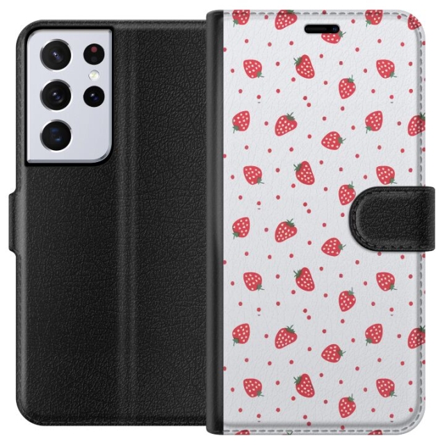 Wallet case for Samsung Galaxy S21 Ultra 5G with Strawberries design