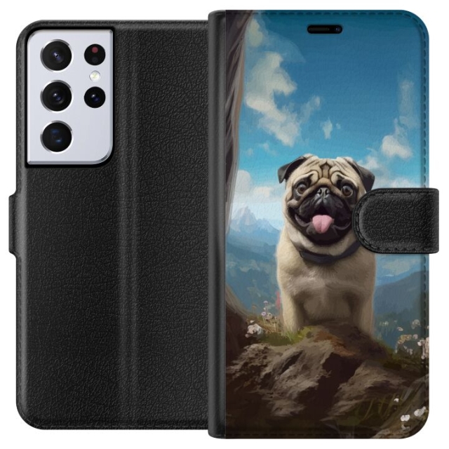 Wallet case for Samsung Galaxy S21 Ultra 5G with Happy Dog design