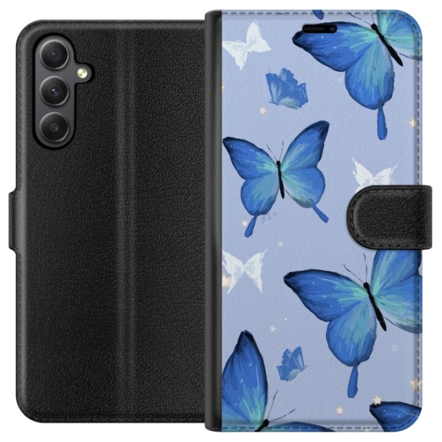 Wallet case for Samsung Galaxy S23 FE with Blue butterflies design