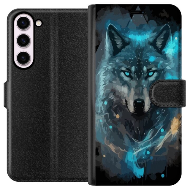Wallet case for Samsung Galaxy S23+ with Wolf design