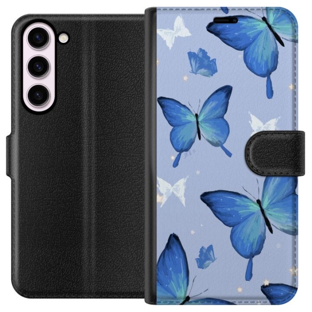 Wallet case for Samsung Galaxy S23+ with Blue butterflies design