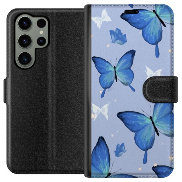 Wallet case for Samsung Galaxy S23 Ultra with Blue butterflies design