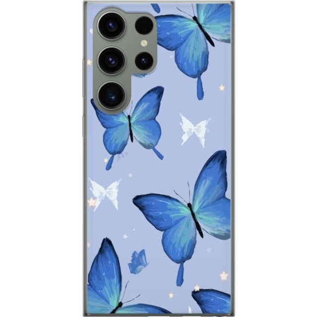 Mobile case for Samsung Galaxy S23 Ultra with Blue butterflies design