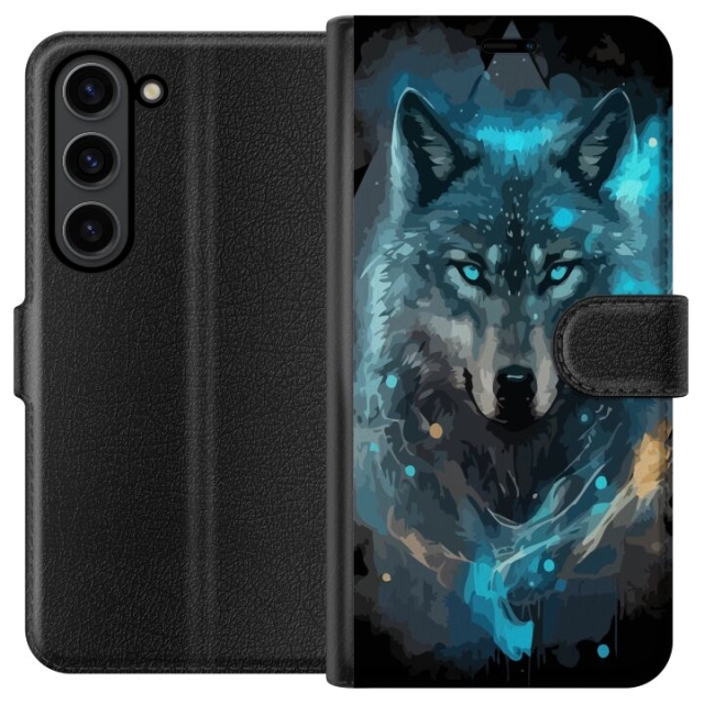 Wallet case for Samsung Galaxy S24+ with Wolf design