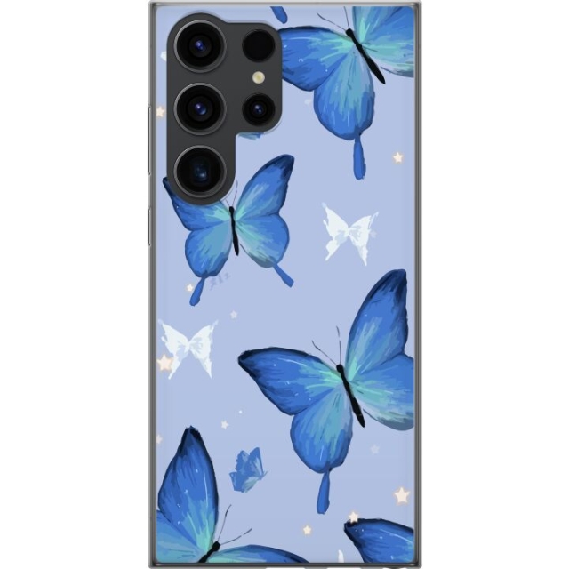 Mobile case for Samsung Galaxy S24 Ultra with Blue butterflies design
