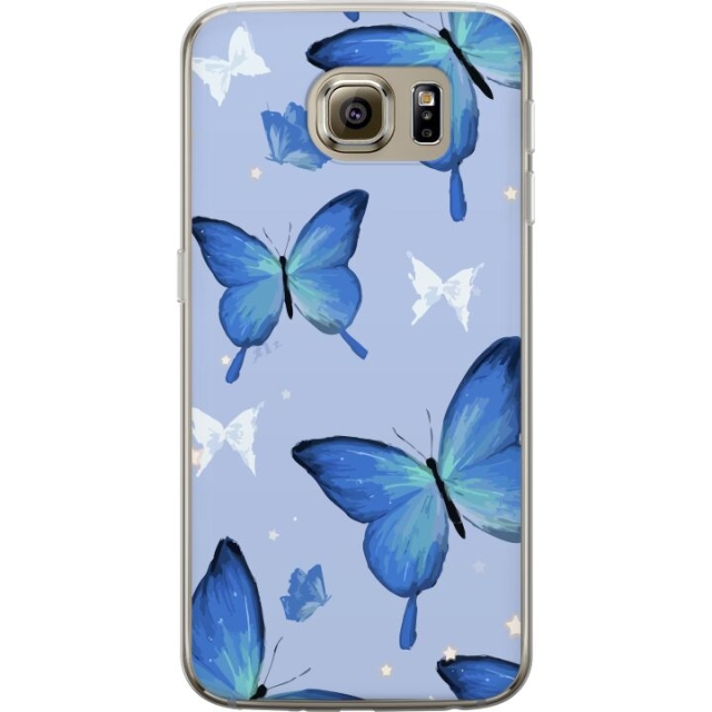 Mobile case for Samsung Galaxy S6 with Blue butterflies design