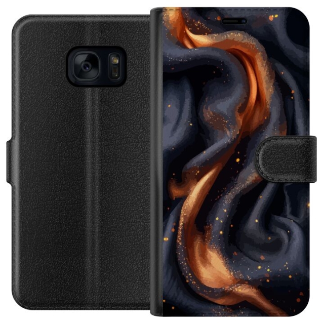 Wallet case for Samsung Galaxy S7 with Fiery silk design