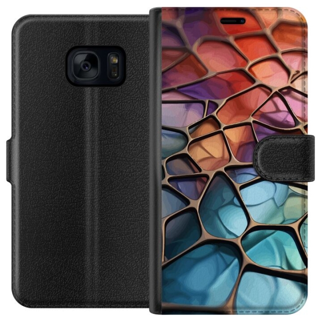 Wallet case for Samsung Galaxy S7 with Metallic pattern design