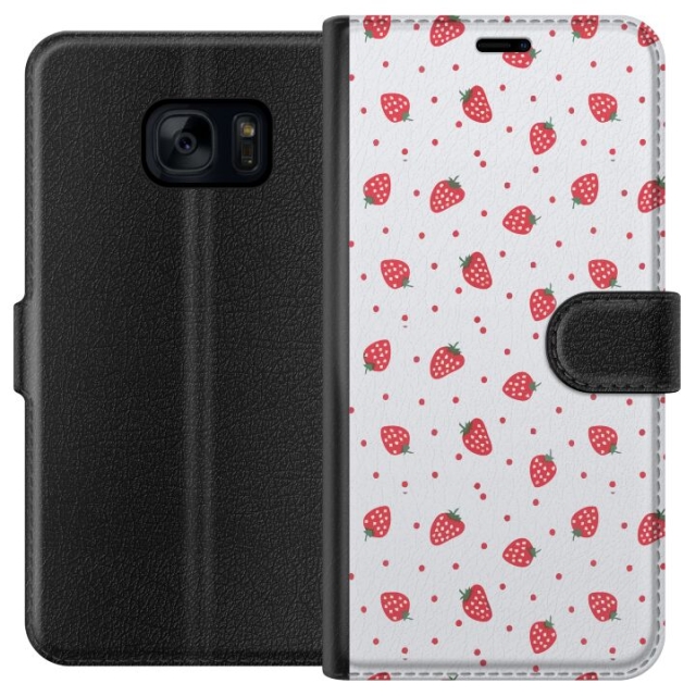 Wallet case for Samsung Galaxy S7 with Strawberries design