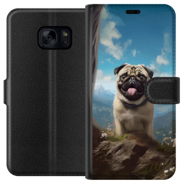 Wallet case for Samsung Galaxy S7 with Happy Dog design