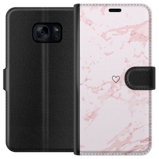 Wallet case for Samsung Galaxy S7 with Pink Heart design
