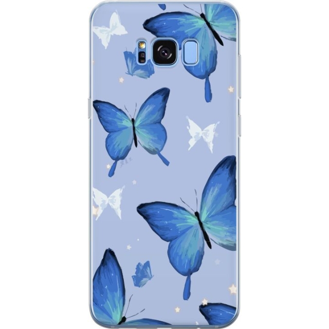 Mobile case for Samsung Galaxy S8 with Blue butterflies design