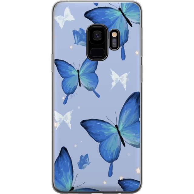 Mobile case for Samsung Galaxy S9 with Blue butterflies design