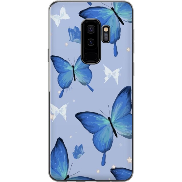 Mobile case for Samsung Galaxy S9+ with Blue butterflies design