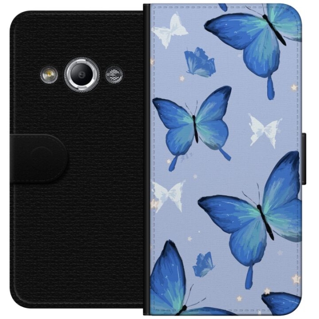 Wallet case for Samsung Galaxy Xcover 3 with Blue butterflies design