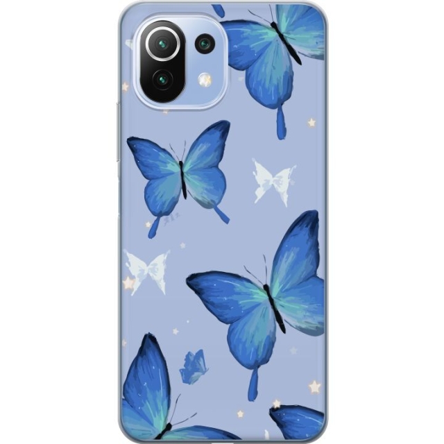 Mobile case for Xiaomi 11 Lite 5G NE with Blue butterflies design