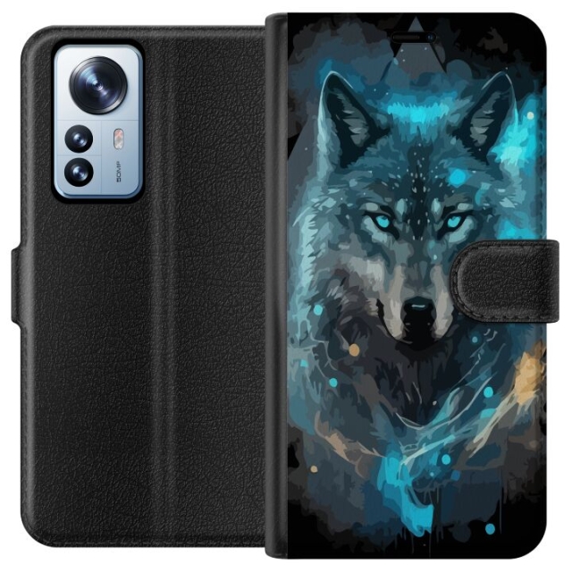 Wallet case for Xiaomi 12 Pro with Wolf design